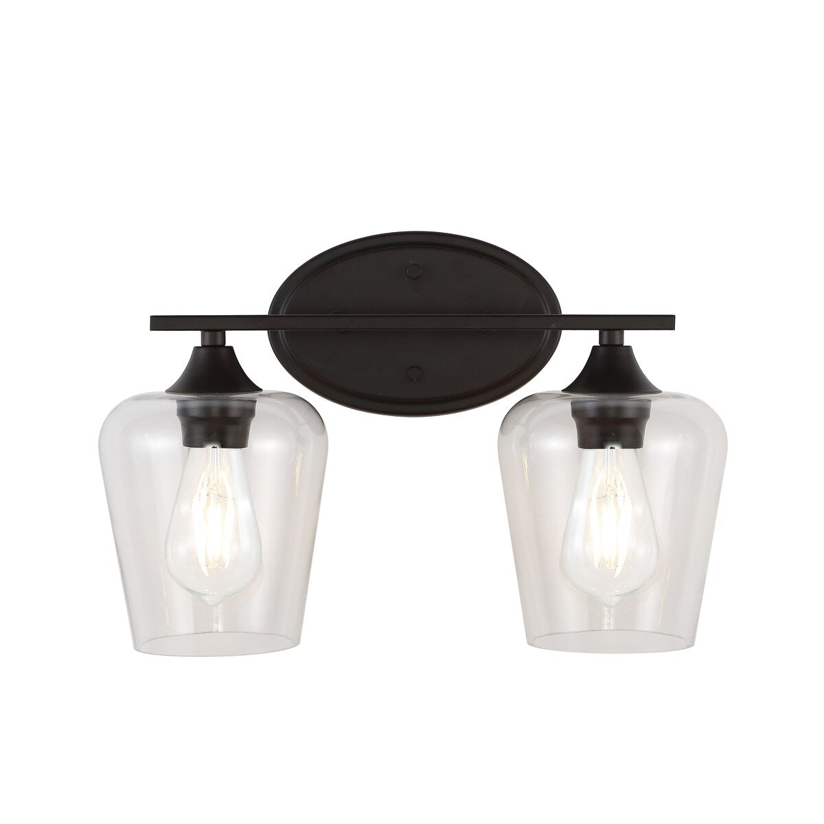 Clara Iron/Seeded Glass Cottage Rustic LED Vanity Light, by JONATHAN Y