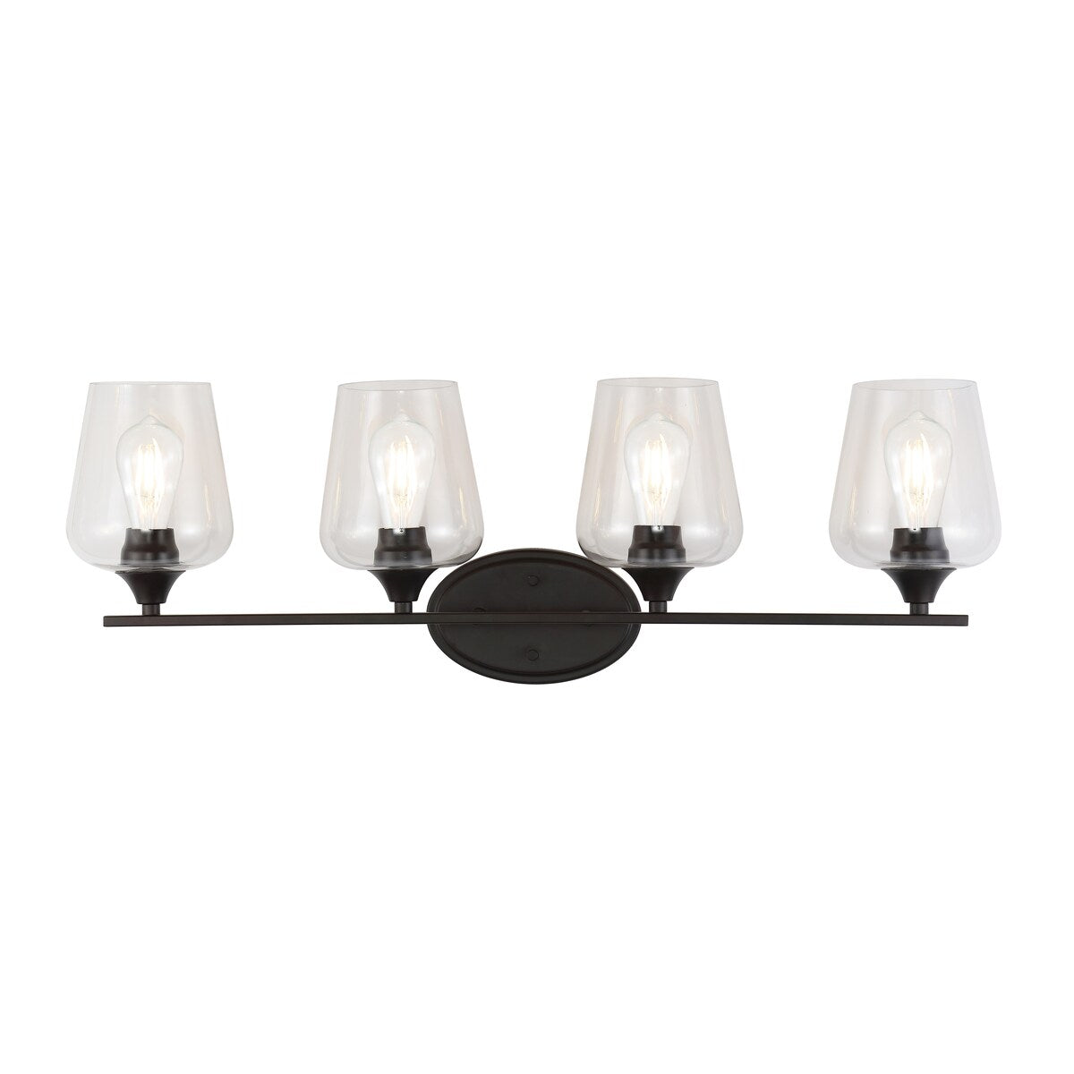 Clara Iron/Seeded Glass Cottage Rustic LED Vanity Light, by JONATHAN Y