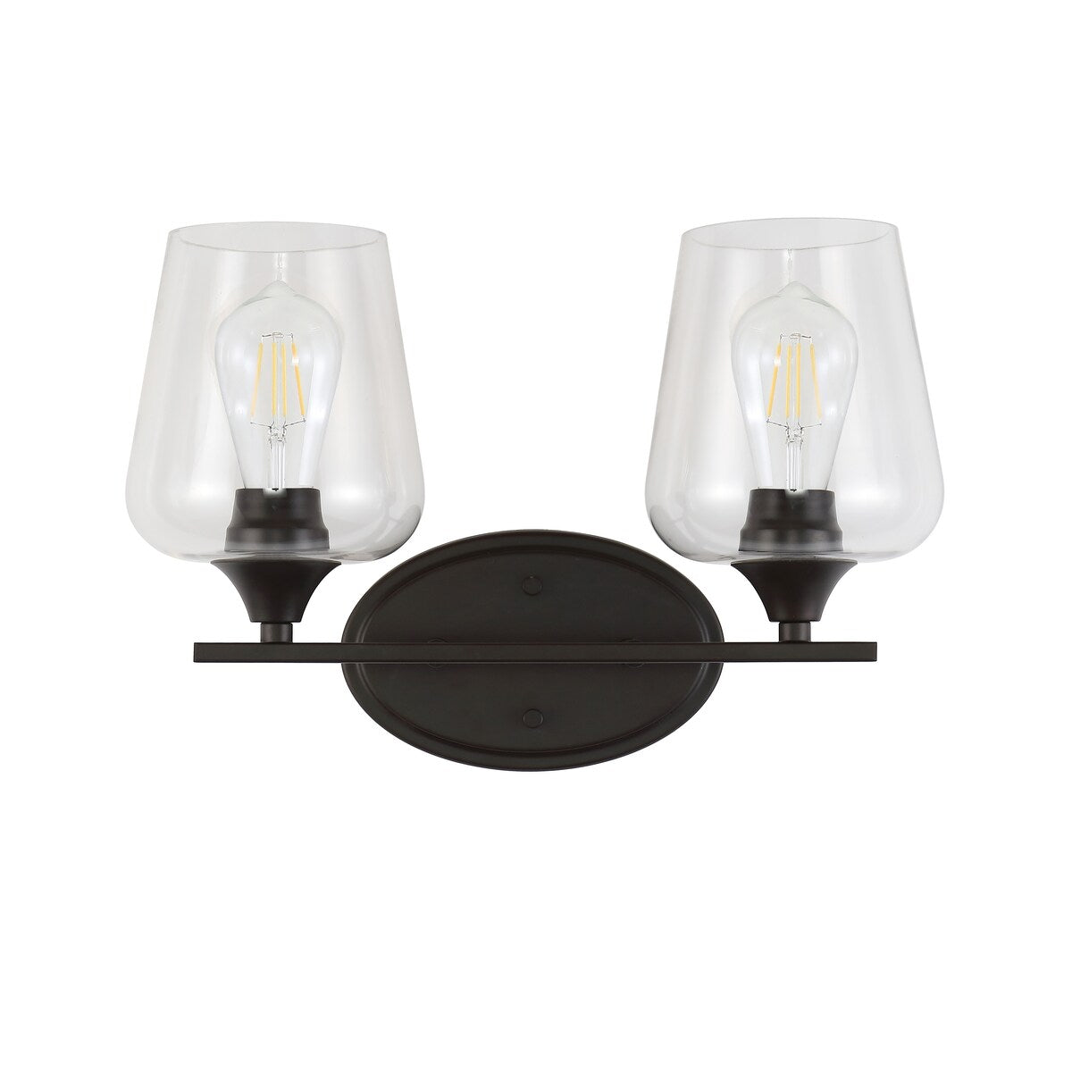Clara Iron/Seeded Glass Cottage Rustic LED Vanity Light, by JONATHAN Y