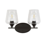 Clara Iron/Seeded Glass Cottage Rustic LED Vanity Light, by JONATHAN Y