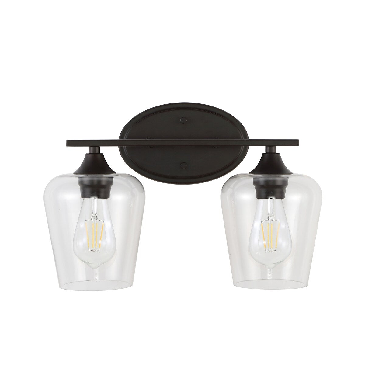 Clara Iron/Seeded Glass Cottage Rustic LED Vanity Light, by JONATHAN Y