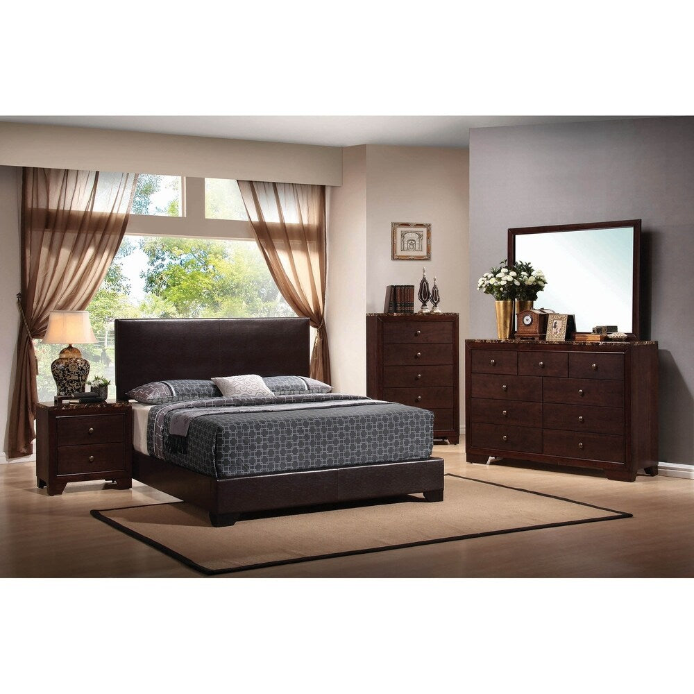 Clara Cappuccino 4-piece Panel Bedroom Set with 2 Nightstands