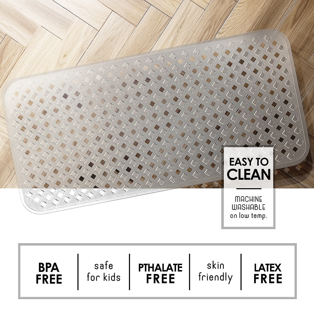 Clara Clark Clear Non-Slip Shower/Bath Mat