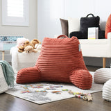 Clara Clark Cut Plush Striped Reading Pillow - Back Support Shredded Memory Foam Bed Rest Pillow with Arms