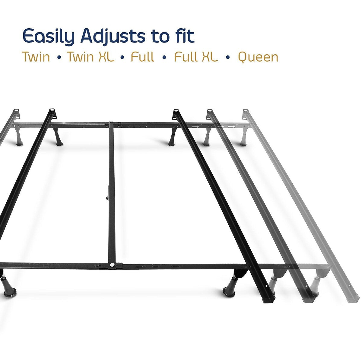 Clara Clark Expandable 5-Leg Support Metal Bed Frame - Queen, Full, Twin