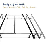 Clara Clark Expandable 5-Leg Support Metal Bed Frame - Queen, Full, Twin