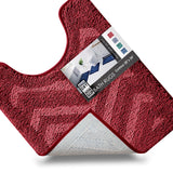 Clara Clark Non Slip Shaggy Bath Rug Set - Chevron Design Ultra Soft Bathroom Mat