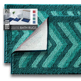 Clara Clark Non Slip Shaggy Bath Rug Set - Chevron Design Ultra Soft Bathroom Mat