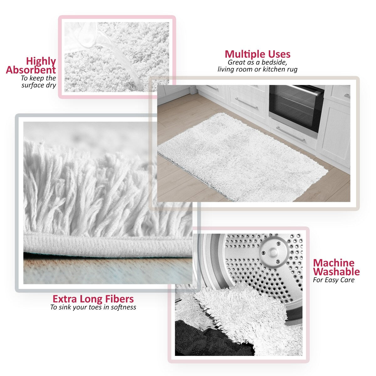 Porch & Den Lorena Shaggy/ Non-slip Rubber Backed Bath Rug Set