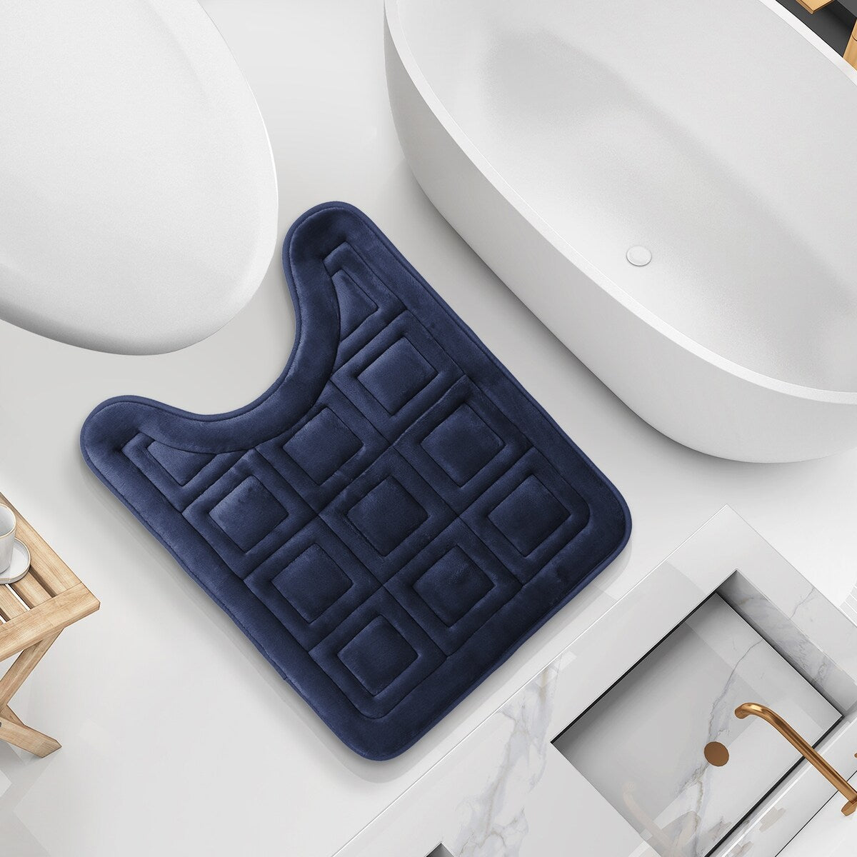 Clara Clark Ultra Soft Non Slip and Absorbent Bath Rug - Waffled Velvet Memory Foam Bath Mat
