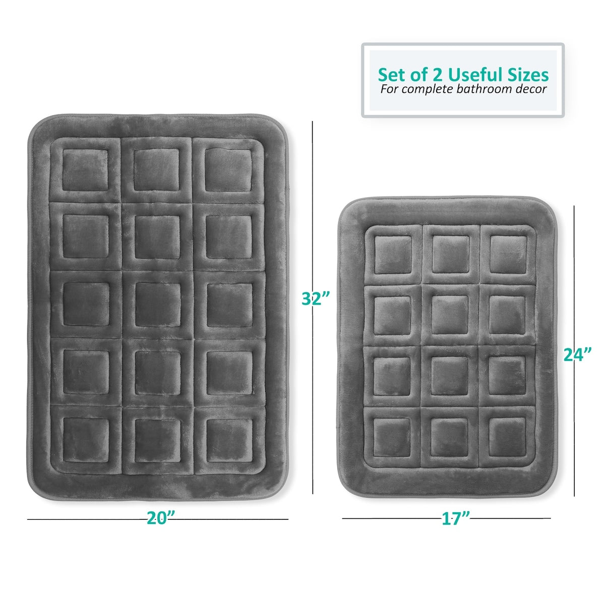 Clara Clark Ultra Soft Non Slip and Absorbent Bath Rug - Waffled Velvet Memory Foam Bath Mat