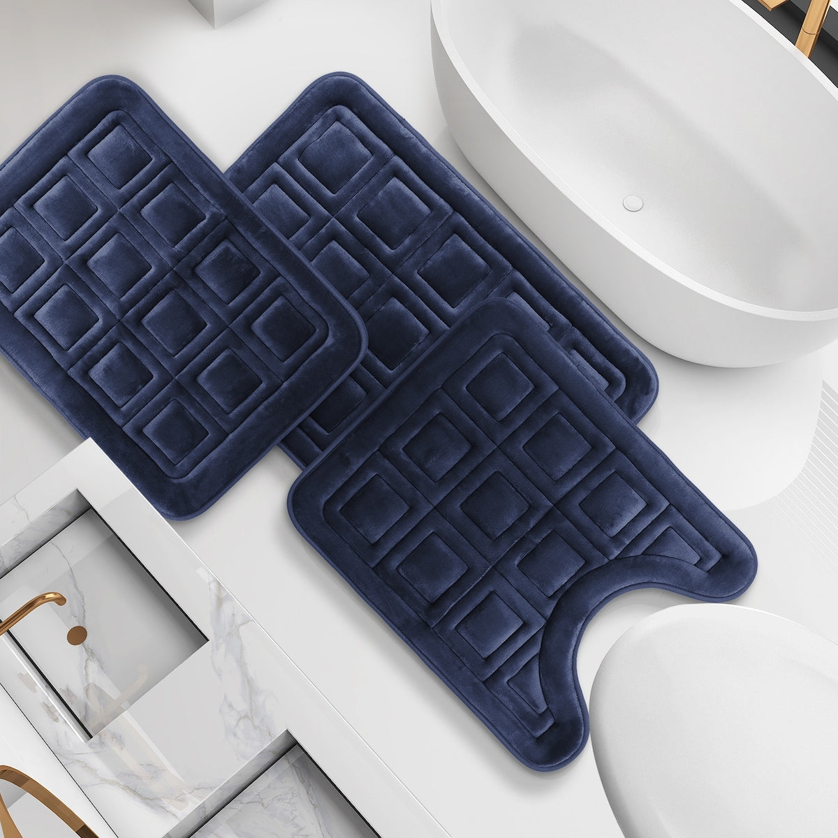 Clara Clark Ultra Soft Non Slip and Absorbent Bath Rug - Waffled Velvet Memory Foam Bath Mat