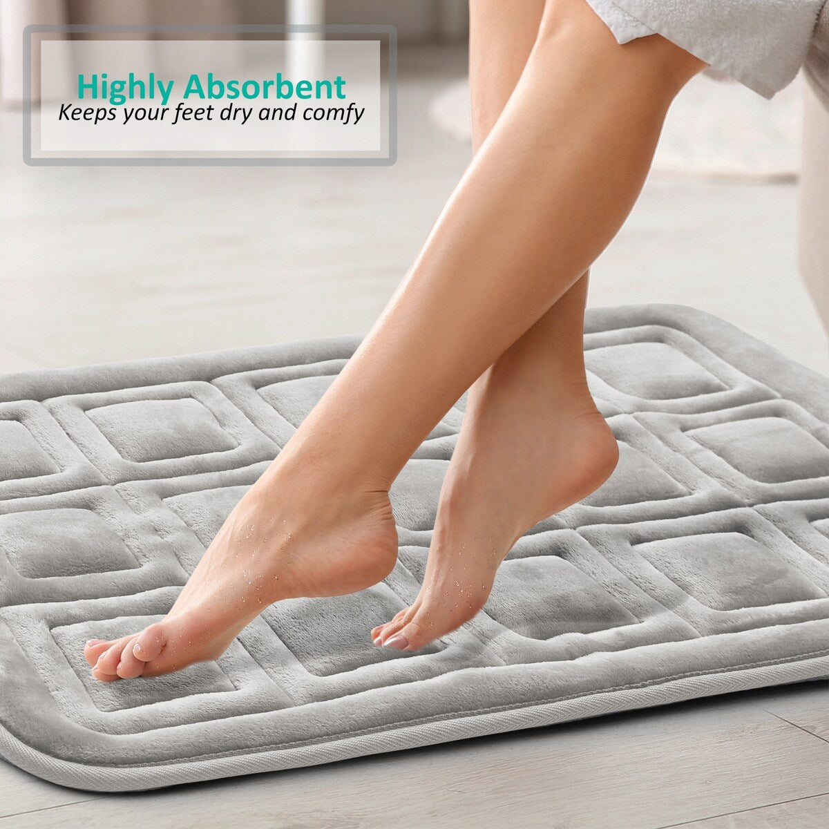 Clara Clark Ultra Soft Non Slip and Absorbent Bath Rug - Waffled Velvet Memory Foam Bath Mat