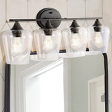 Clara Iron/Seeded Glass Cottage Rustic LED Vanity Light, by JONATHAN Y