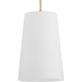 Clarion Collection One-Light Satin Brass Etched White Transitional Pendant - 10.5 in x 10.5 in x 15.87 in