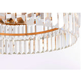 Clarisa 6-light Glam Crystal Glass Prism Drum Tiered Chandelier - Brushed Brass