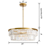 Clarisa 6-light Glam Crystal Glass Prism Drum Tiered Chandelier - Brushed Brass