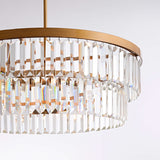 Clarisa 6-light Glam Crystal Glass Prism Drum Tiered Chandelier - Brushed Brass