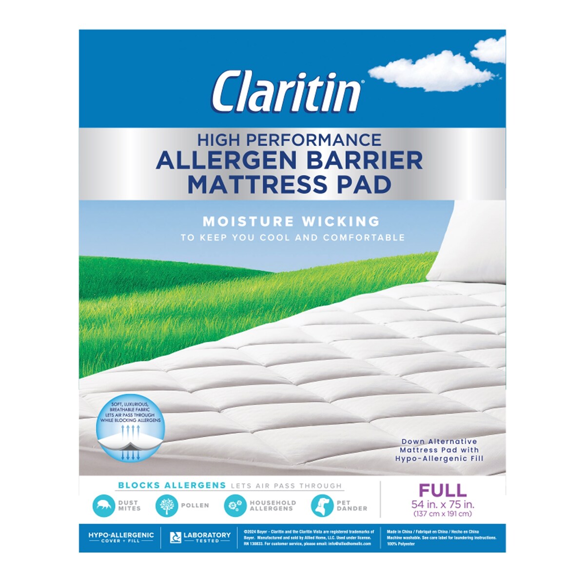 Claritin Allergen Barrier Mattress Pad - WHITE