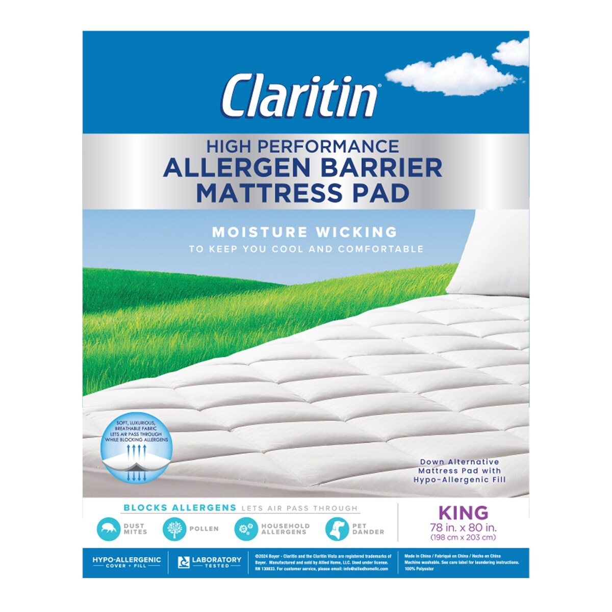 Claritin Allergen Barrier Mattress Pad - WHITE