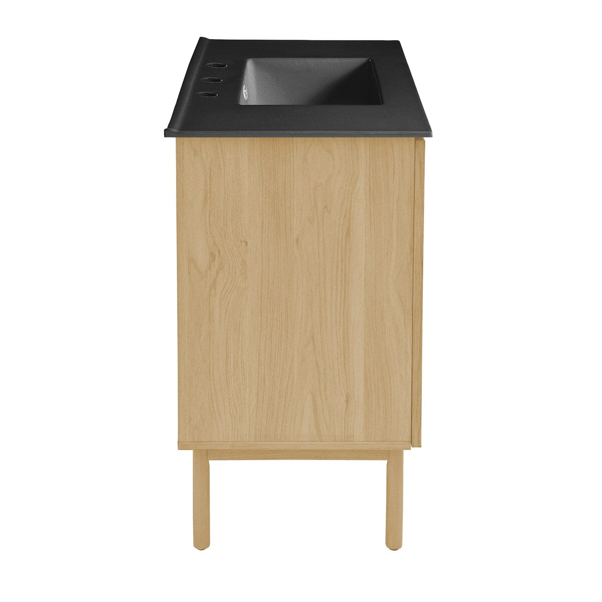 Classe 36 In. Natual Oak Bathroom Vanity With Black, 3-Hole Ceramic Sink Top