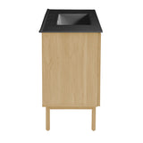 Classe 36 In. Natual Oak Bathroom Vanity With Black, 3-Hole Ceramic Sink Top