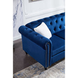 Classic 2 Piece Living Room Sofa Set, Including 3-Seater Sofa and Loveseat, with Button and Copper Nail on Arms and Back