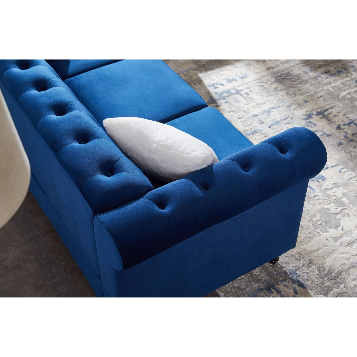 Classic 2 Piece Living Room Sofa Set, Including 3-Seater Sofa and Loveseat, with Button and Copper Nail on Arms and Back