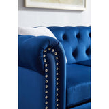 Classic 2 Piece Living Room Sofa Set, Including 3-Seater Sofa and Loveseat, with Button and Copper Nail on Arms and Back