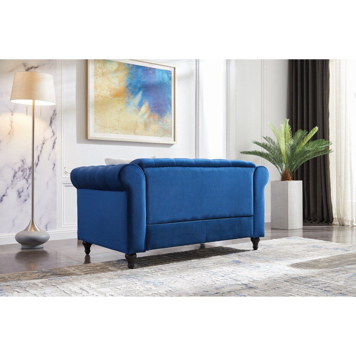 Classic 2 Piece Living Room Sofa Set, Including 3-Seater Sofa and Loveseat, with Button and Copper Nail on Arms and Back