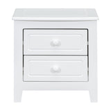 Classic 3-Pieces Bedroom Sets, Full Size Wood Platform Bed Frame and 2-Nightstands for Bedroom, White