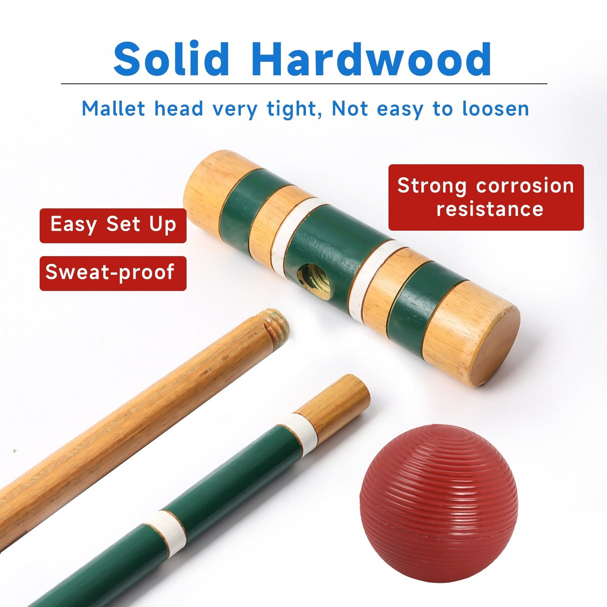 GSE™ Classic 6-Player Croquet Set with 6 Mallets & Croquet Balls, 9 Wickets, 2 Stakes and a Carrying Case - Croquet Set