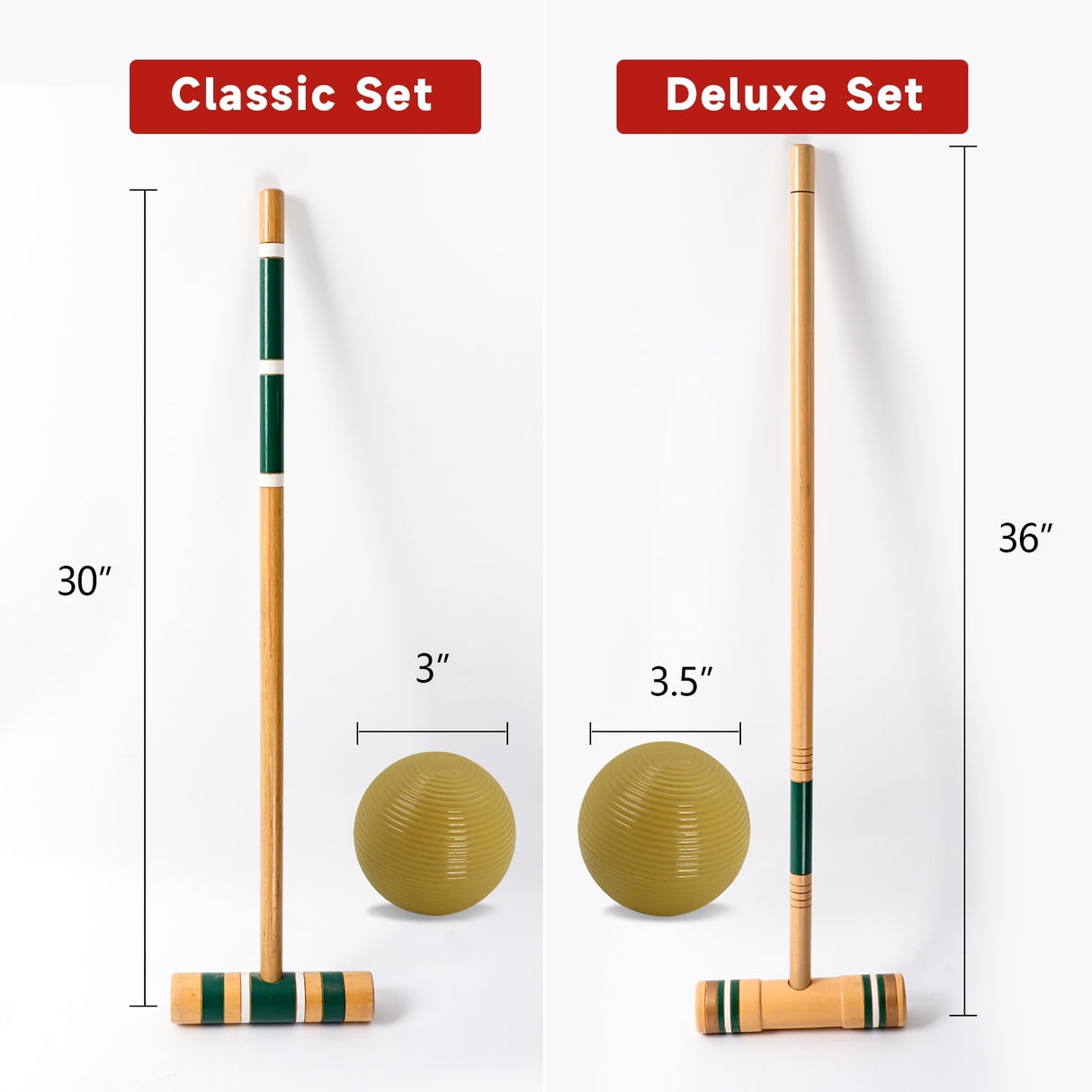 GSE™ Classic 6-Player Croquet Set with 6 Mallets & Croquet Balls, 9 Wickets, 2 Stakes and a Carrying Case - Croquet Set