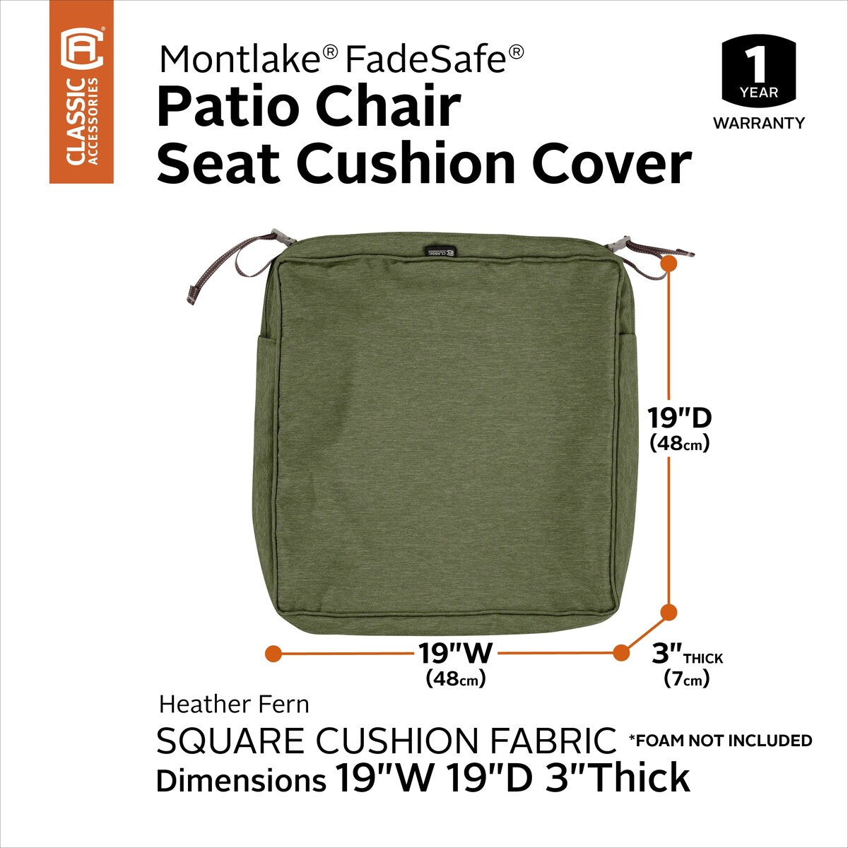 Classic Accessories Montlake Water-resistant Seat Cushion Slip Cover