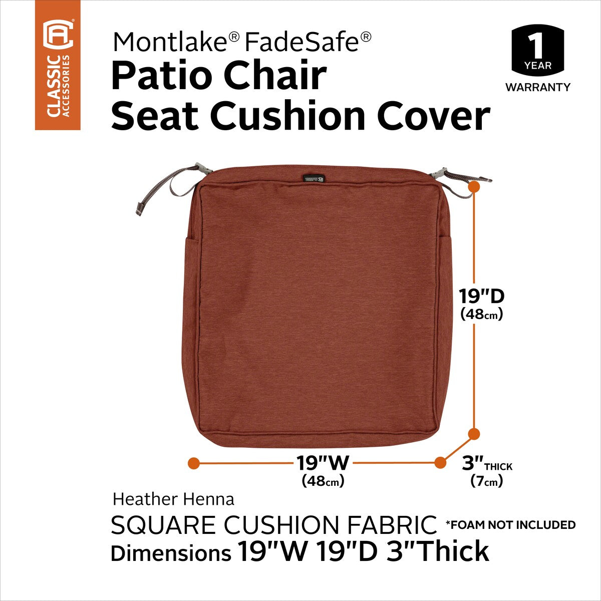Classic Accessories Montlake Water-resistant Seat Cushion Slip Cover