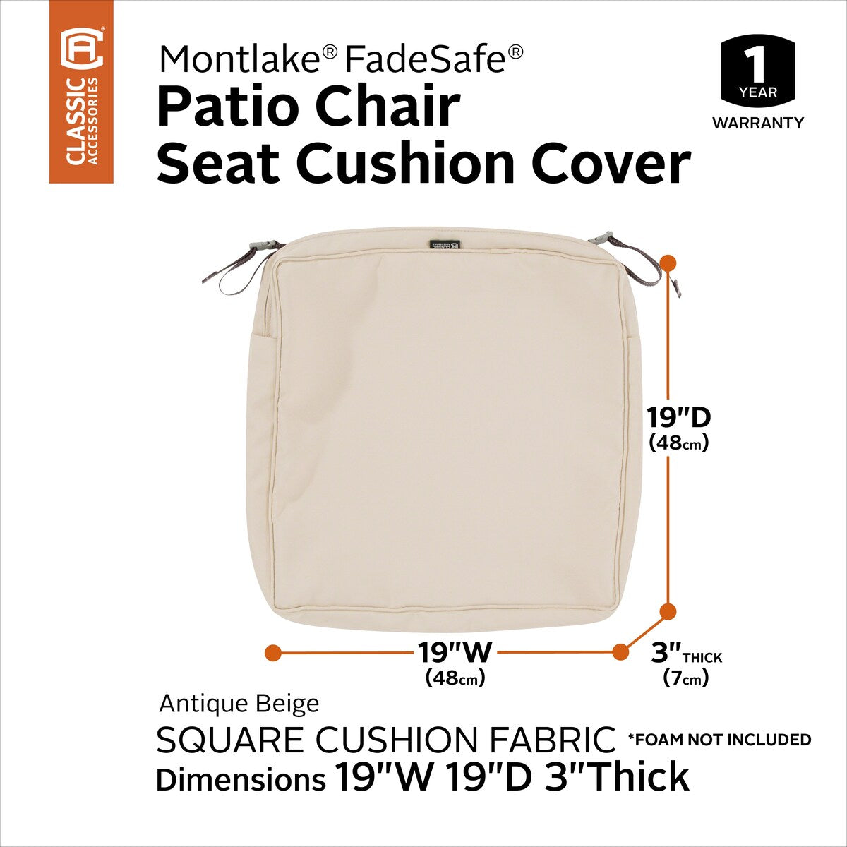 Classic Accessories Montlake Water-resistant Seat Cushion Slip Cover