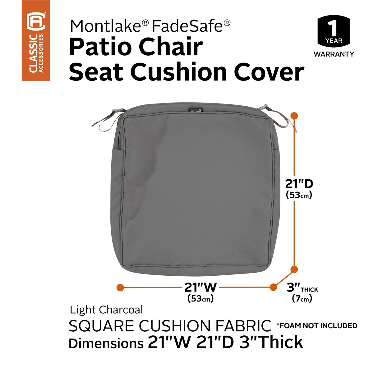 Classic Accessories Montlake Water-resistant Seat Cushion Slip Cover