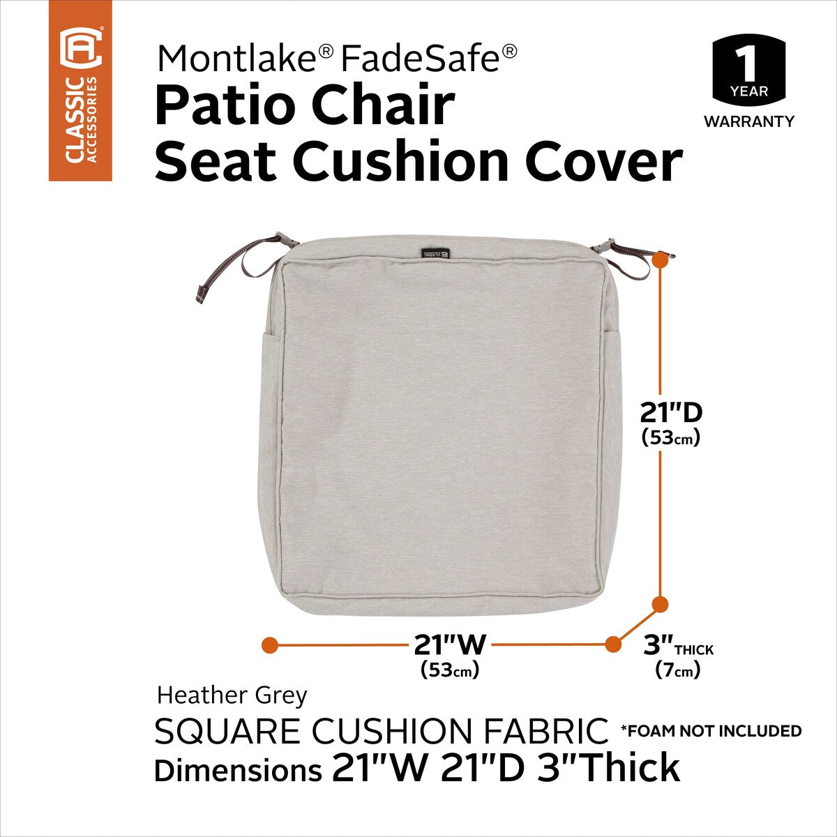 Classic Accessories Montlake Water-resistant Seat Cushion Slip Cover