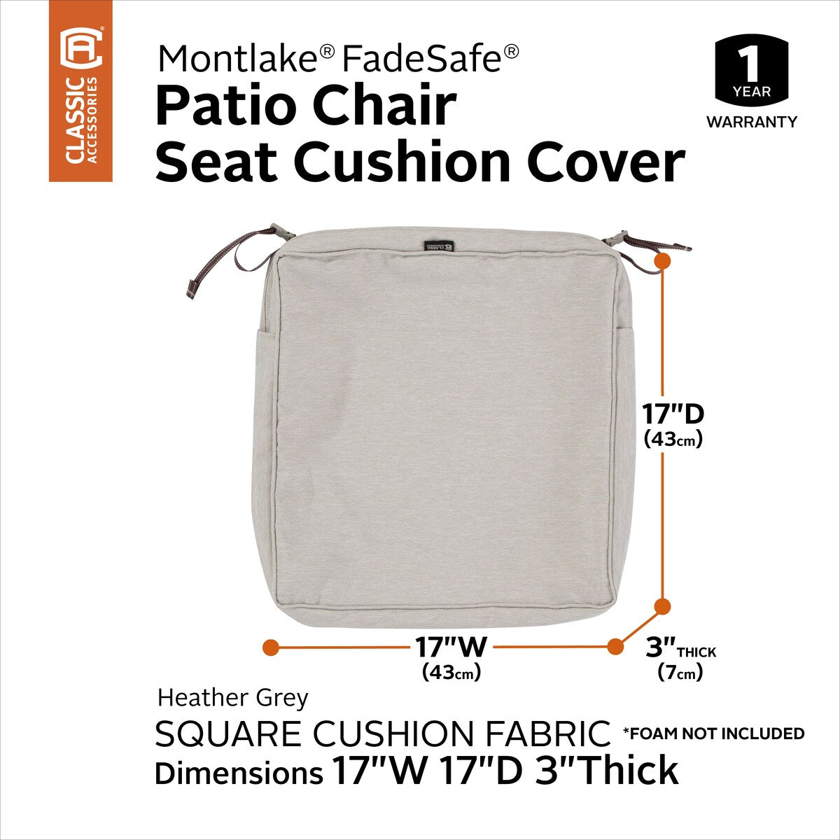 Classic Accessories Montlake Water-resistant Seat Cushion Slip Cover