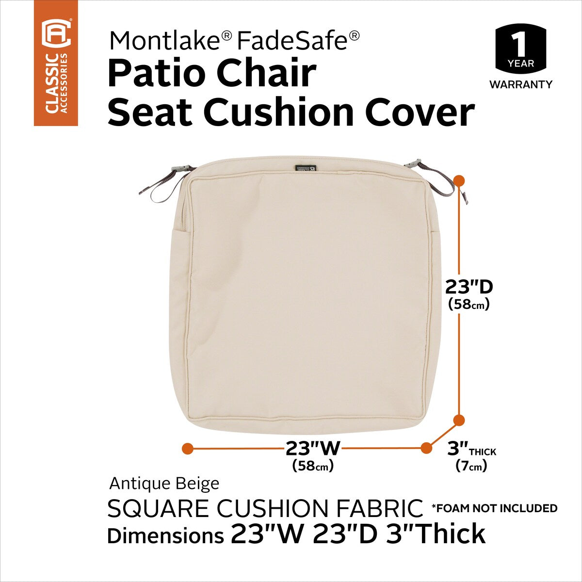 Classic Accessories Montlake Water-resistant Seat Cushion Slip Cover