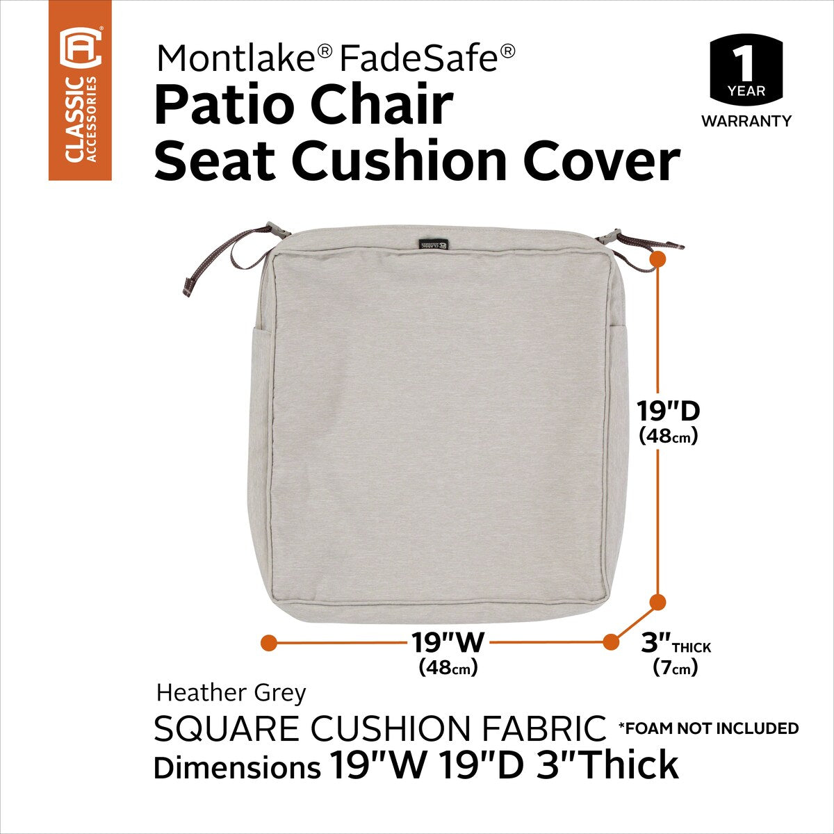 Classic Accessories Montlake Water-resistant Seat Cushion Slip Cover