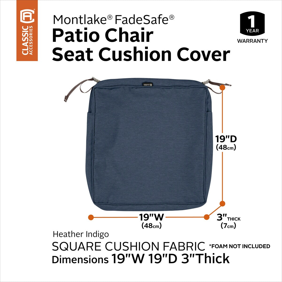 Classic Accessories Montlake Water-resistant Seat Cushion Slip Cover