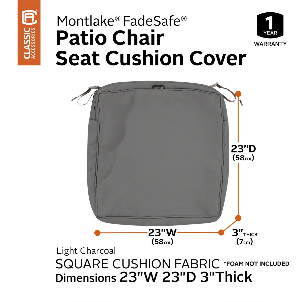 Classic Accessories Montlake Water-resistant Seat Cushion Slip Cover