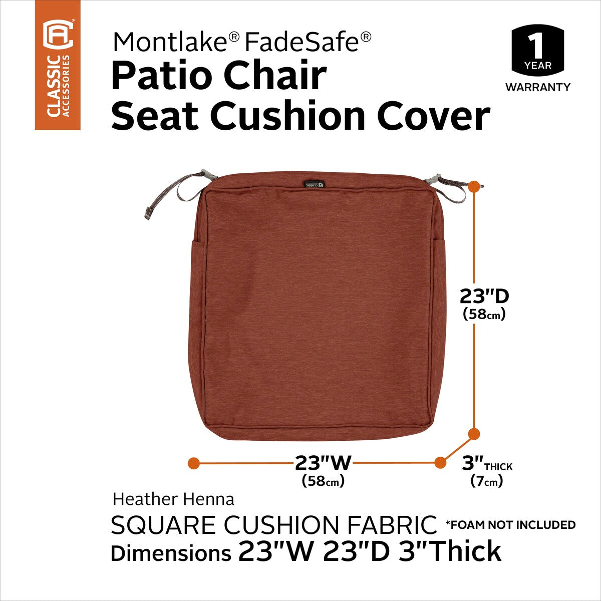 Classic Accessories Montlake Water-resistant Seat Cushion Slip Cover