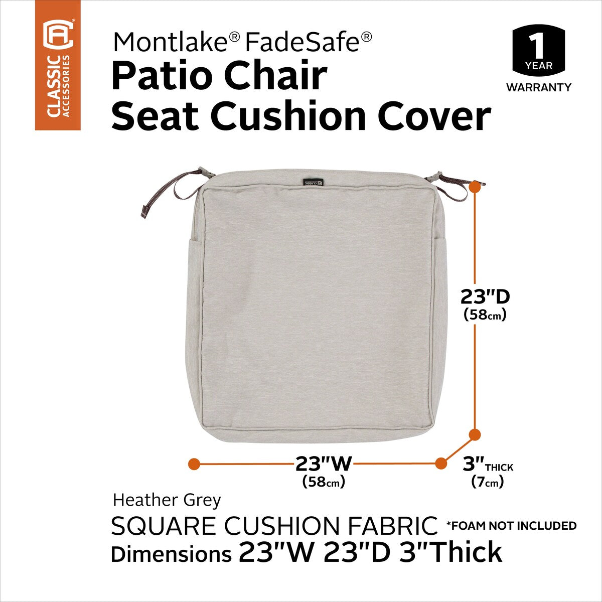 Classic Accessories Montlake Water-resistant Seat Cushion Slip Cover
