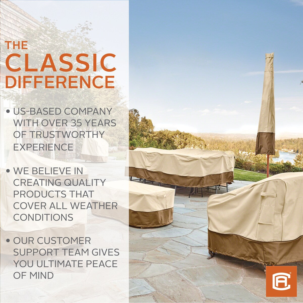 Classic Accessories Veranda Water-Resistant 48 Inch Rectangular Patio Coffee Table Cover
