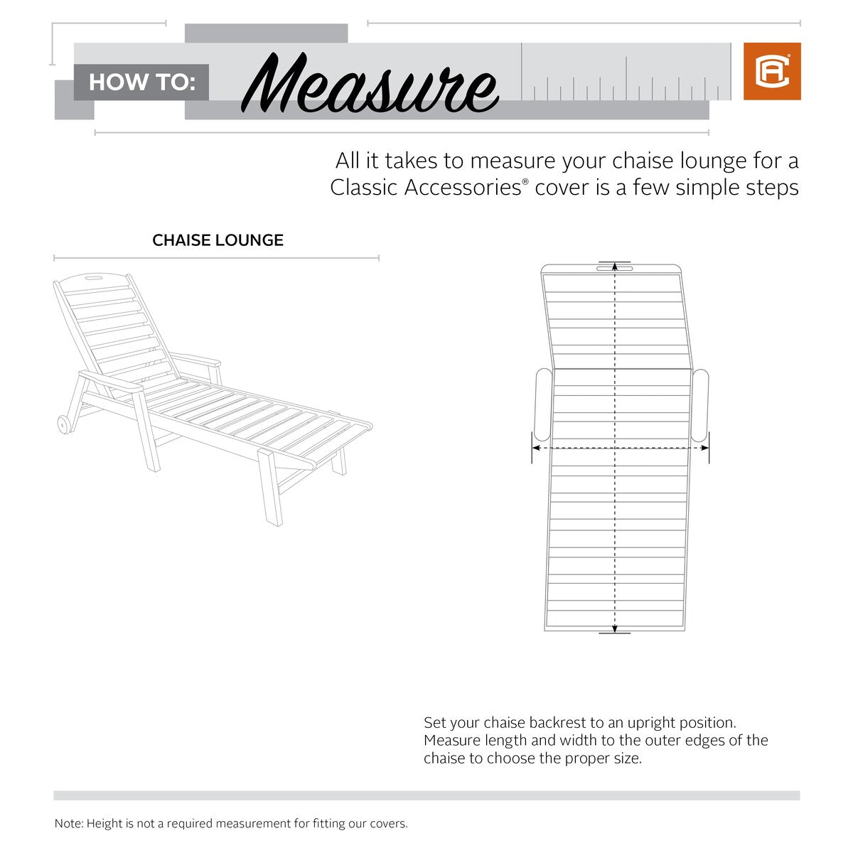 Classic Accessories Veranda Water-Resistant 66 Inch Patio Day Chaise Lounge Chair Cover, 2 Pack