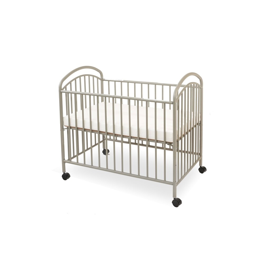 Classic Arched Compact White Metal Non-folding Crib
