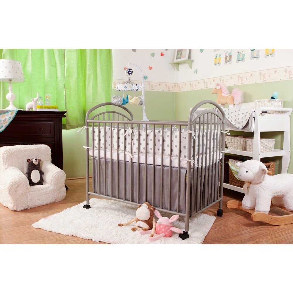 Classic Arched Compact White Metal Non-folding Crib