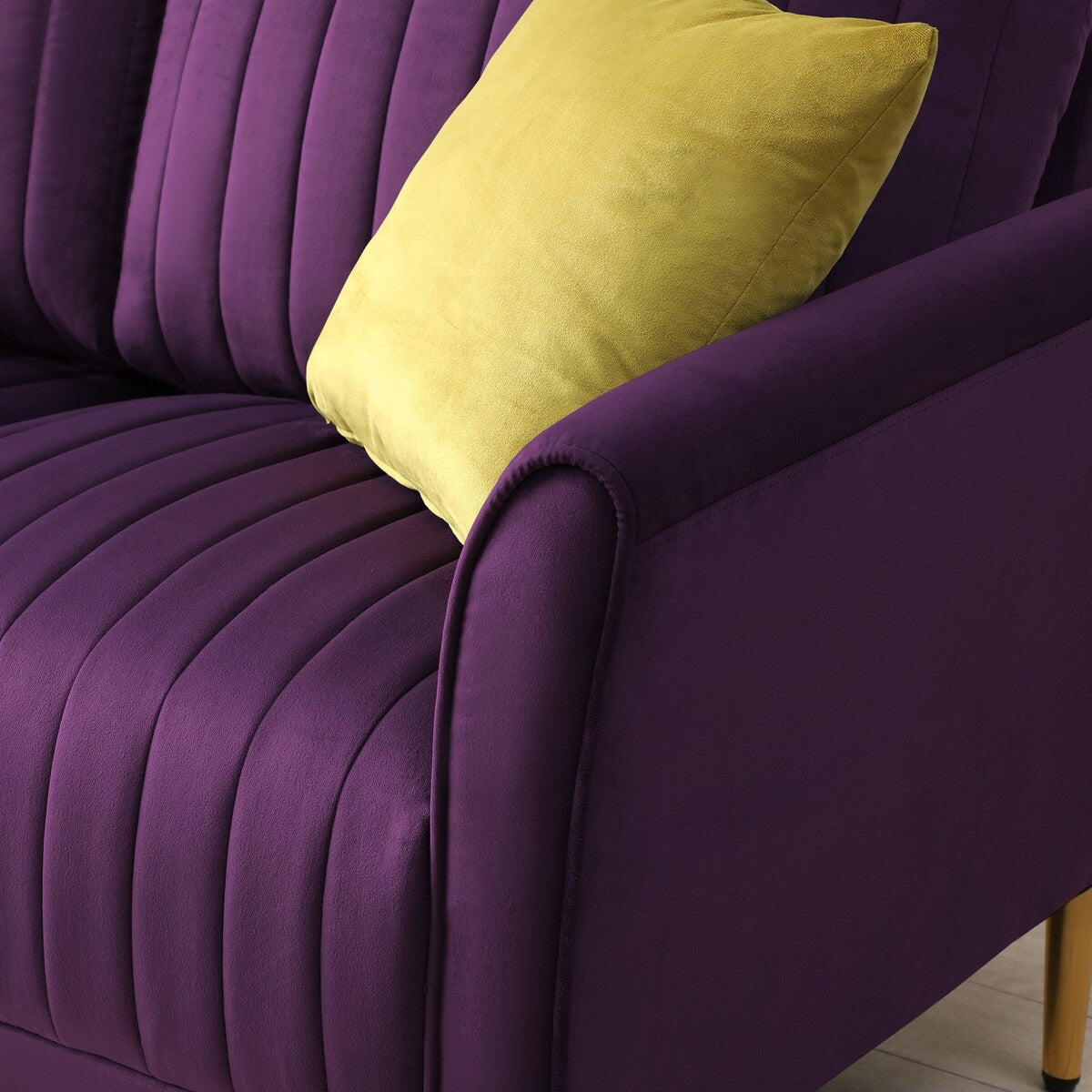Classic Clean-lined Style Loveseat Sofa Velvet 2-seater Sofa